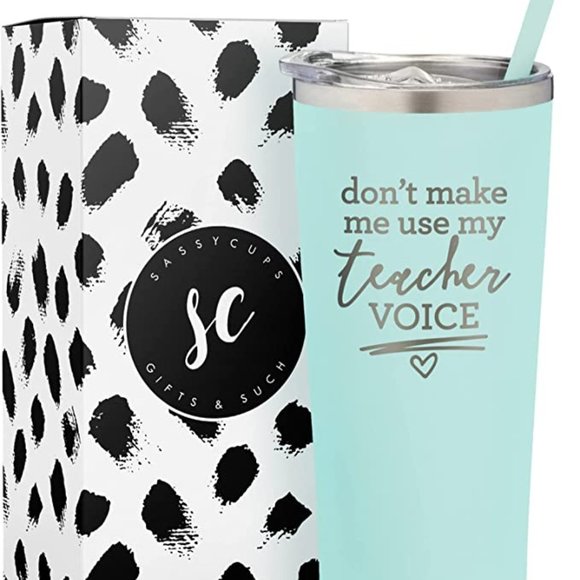 Don't Make Me Use My Teacher Voice 22oz Tumbler - Picture 1 of 5